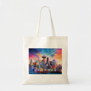 Bolso De Tela Arte abstracto de la línea aérea de Seattle