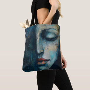 Bolso De Tela Arte abstracto de mujer azul