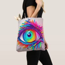 Bolso De Tela Arte abstracto de ojo de neón vibrante