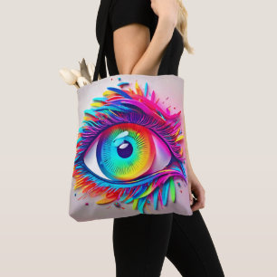 Bolso De Tela Arte abstracto de ojo de neón vibrante