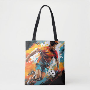 Bolso De Tela Arte abstracto de pintura deportiva de acción futb