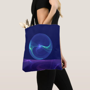 Bolso De Tela Arte abstracto fractal de sueño azul púrpura lumin