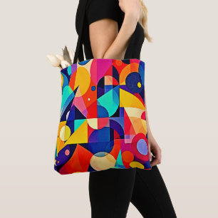 Bolso De Tela Arte abstracto geométrico vibrante