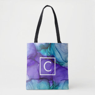 Bolso De Tela Arte abstracto líquido de tinta de alcohol púrpura
