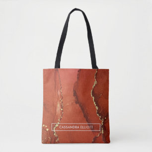 Bolso De Tela Arte abstracto líquido de tinta de alcohol roja y