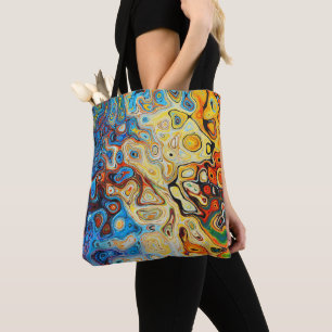 Bolso De Tela Arte abstracto moderno de amarillo azul