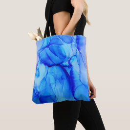 Bolso De Tela Arte abstracto moderno de tinta azul y púrpura