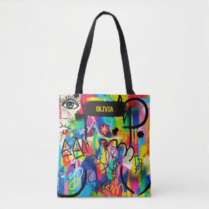 Bolso De Tela Arte abstracto personalizado de graffiti Pop vibra