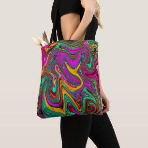 Bolso De Tela Arte abstracto rosa caliente marmoleado y verde es