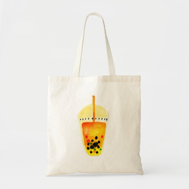 Bolso De Tela Arte acuarela de boba de té de burbujas (Frente)