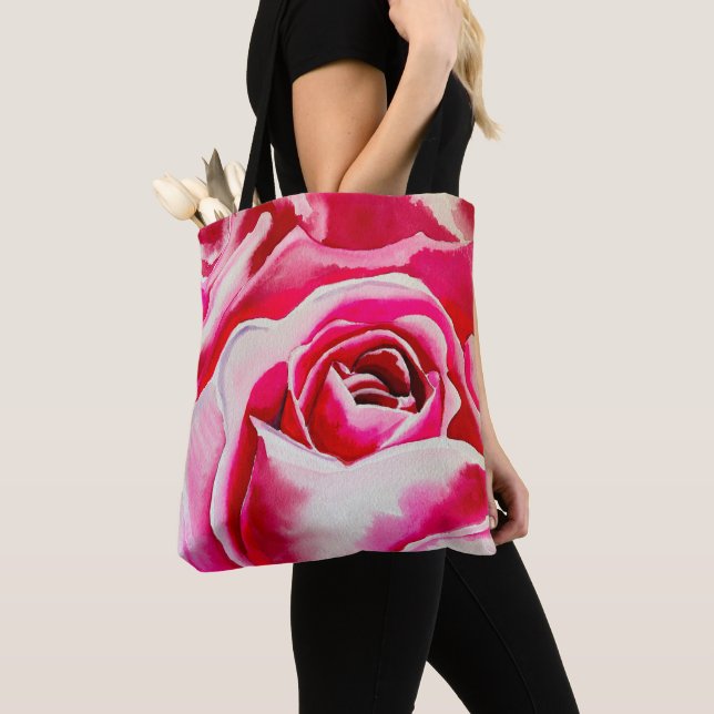 Bolso De Tela Arte acuarela de rosa (Detalle)