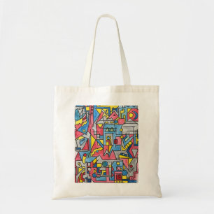 Bolso De Tela Arte acuarela geométrico Bauhaus moderno de paisaj
