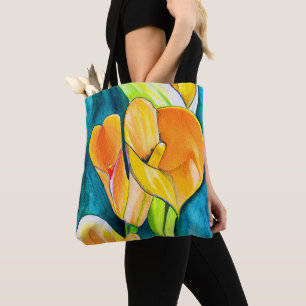 Bolso De Tela arte acuático de flores de Calla lily
