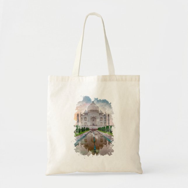 Bolso De Tela Arte acuático de Taj Mahal India (Frente)