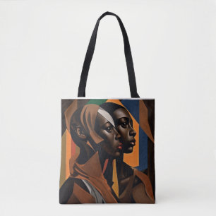 Bolso De Tela Arte africano. Mujeres mirando al frente