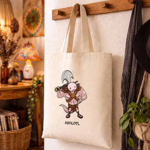 Bolso De Tela Arte alternativo de axolote con hacha bárbara