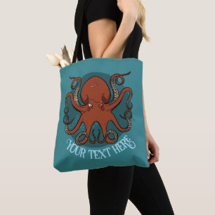 Bolso De Tela Arte alternativo de pulpo Agrega tu texto Diseño