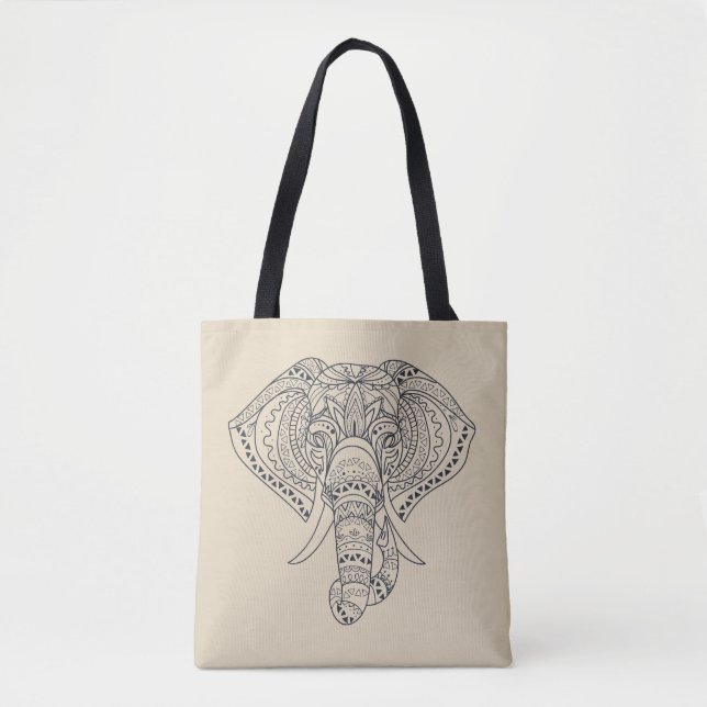 Bolso De Tela Arte animal africano del elefante tribal (Anverso)