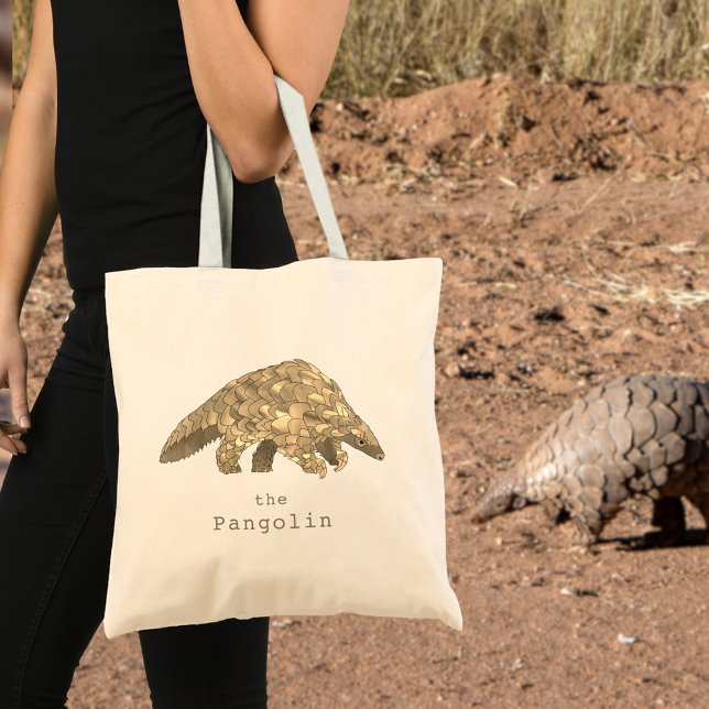 Bolso De Tela Arte animal Cute Pangolin (Cute pangolin animal art tote bag endangered species rare anteater)