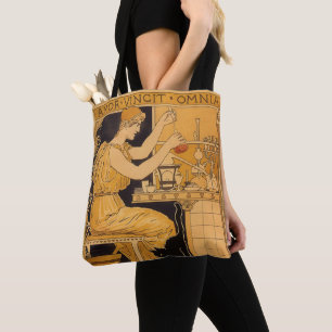 Bolso De Tela Arte Antiguo Modernista, El Amor Lo Conquista Todo