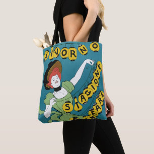 Bolso De Tela Arte Antiguo Modernista, Livorno Señorita Bailando