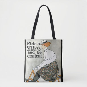 Bolso De Tela Arte Antiguo Modernista, Monta Bicicletas Sterns