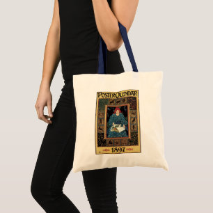 Bolso De Tela Arte antiguo modernista, mujer leyendo libro de as