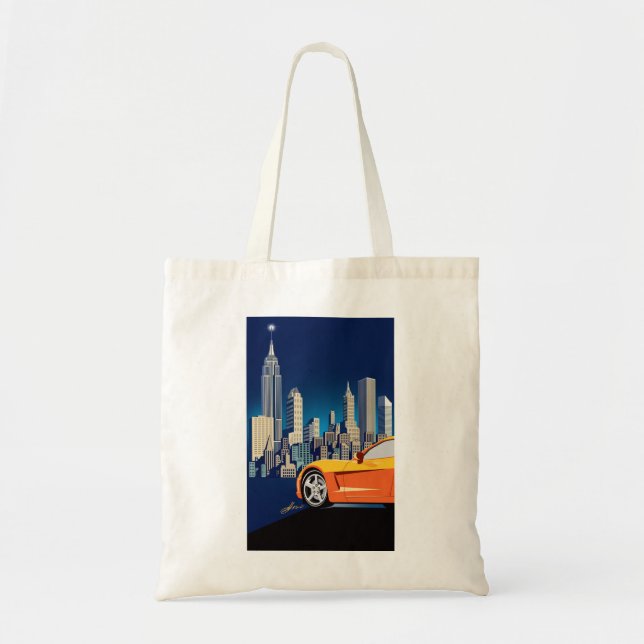 BOLSO DE TELA ARTE AUTOMÓVIL ELEGANTE DE VETTE (Frente)