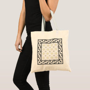 Bolso De Tela Arte Azulejo de Punto Negro y Amarillo Blanco port