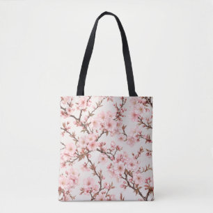 Bolso De Tela Arte botánico de flor de cerezo aireado