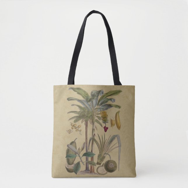 Bolso De Tela Arte botánico de frutas tropicales palmo antiguo (Anverso)