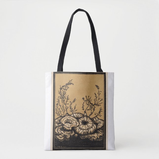Bolso De Tela Arte botánico, flores florecientes (Anverso)