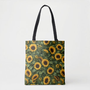 Bolso De Tela Arte botánico realista de girasol