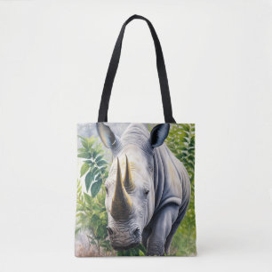 Bolso De Tela Arte botánico rinoceronte blanco
