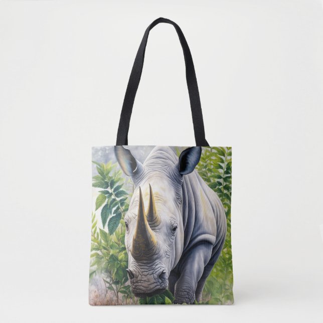 Bolso De Tela Arte botánico rinoceronte blanco (Anverso)