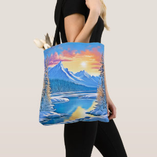 Bolso De Tela Arte Congelado de Sunset Lake