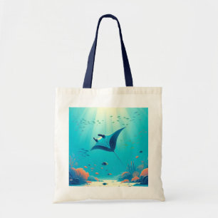 Bolso De Tela Arte costero clásico de manta raya