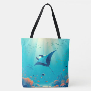 Bolso De Tela Arte costero clásico de manta raya
