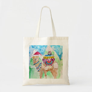 Bolso De Tela Arte cutáneo Llama merry navidad acuarela