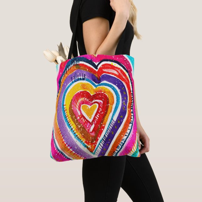 Bolso De Tela Arte de acuarela de Heart Boho (Detalle)