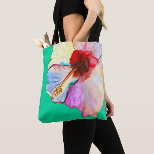 Bolso De Tela arte de acuarela de hibisco de verano