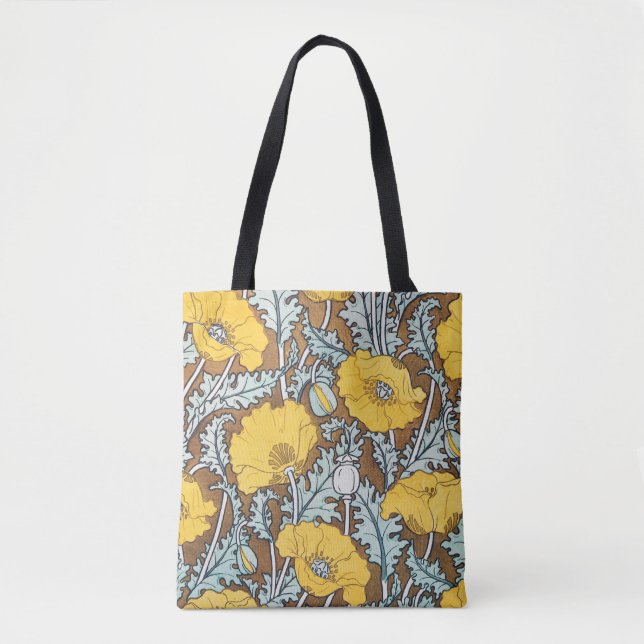 Bolso De Tela arte de amapola flor amarillo ilustracion (Anverso)