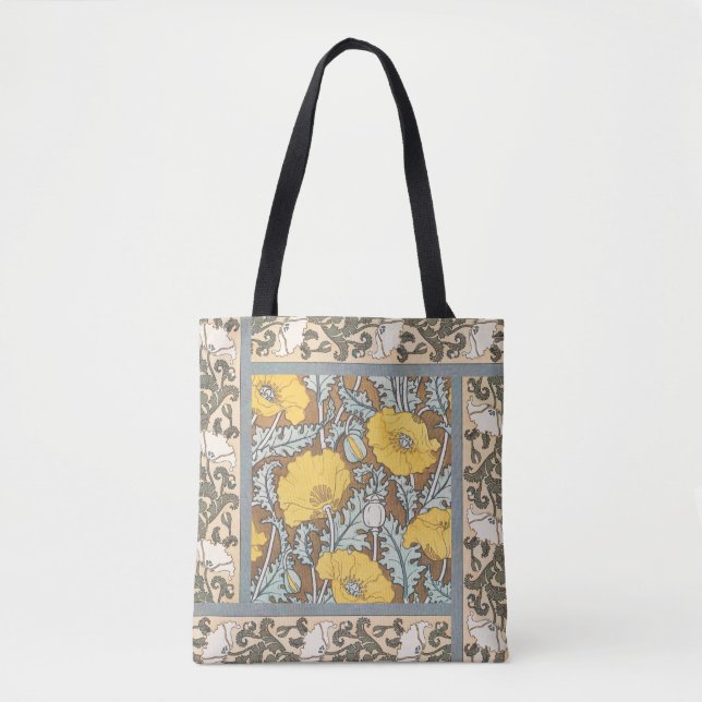 Bolso De Tela arte de amapola flor amarillo ilustracion (Anverso)