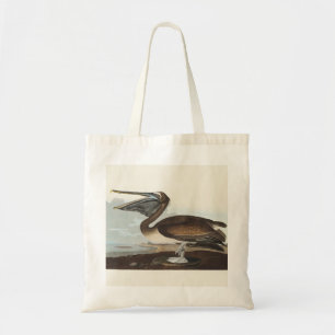 Bolso De Tela Arte de ave costera pelícano marrón vintage Audubo