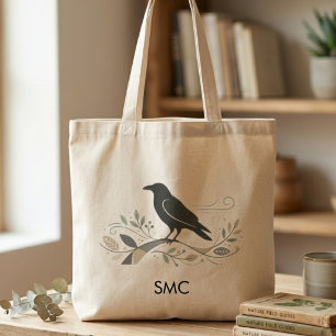 Bolso De Tela Arte de ave cuervo nórdico regalo minimalista para