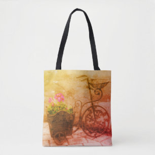Bolso De Tela Arte de bicicleta floral vintage desgastado