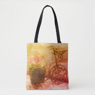 Bolso De Tela Arte de bicicleta floral vintage desgastado