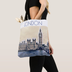 Bolso De Tela Arte de Big Ben London Watercolor