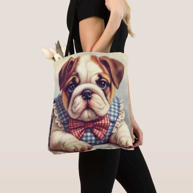 Bolso De Tela Arte de Bulldog inglés de época (Detalle)
