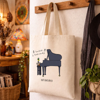 Bolso De Tela Arte de Burt Quackarach Pato Tocando Piano Diverti